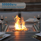 Brown Wicker Round Outdoor Fire Pit Dining Set With 8 Chairs - Homeroots - Flyclothing LLC