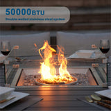 Brown Wicker Round Outdoor Fire Pit Dining Set With 8 Chairs - Homeroots - Flyclothing LLC