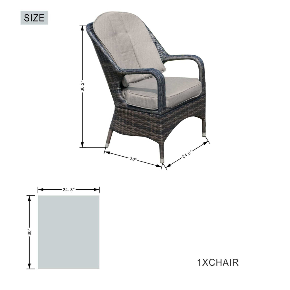 Brown Wicker Round Outdoor Fire Pit Dining Set With 8 Chairs - Homeroots - Flyclothing LLC