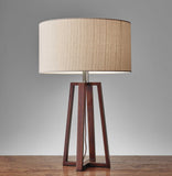 Walnut Wood Finish Linen Fabric Shade Table Lamp - Homeroots