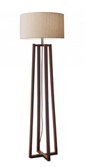60" Solid Wood Novelty Floor Lamp With Beige Drum Shade - Homeroots