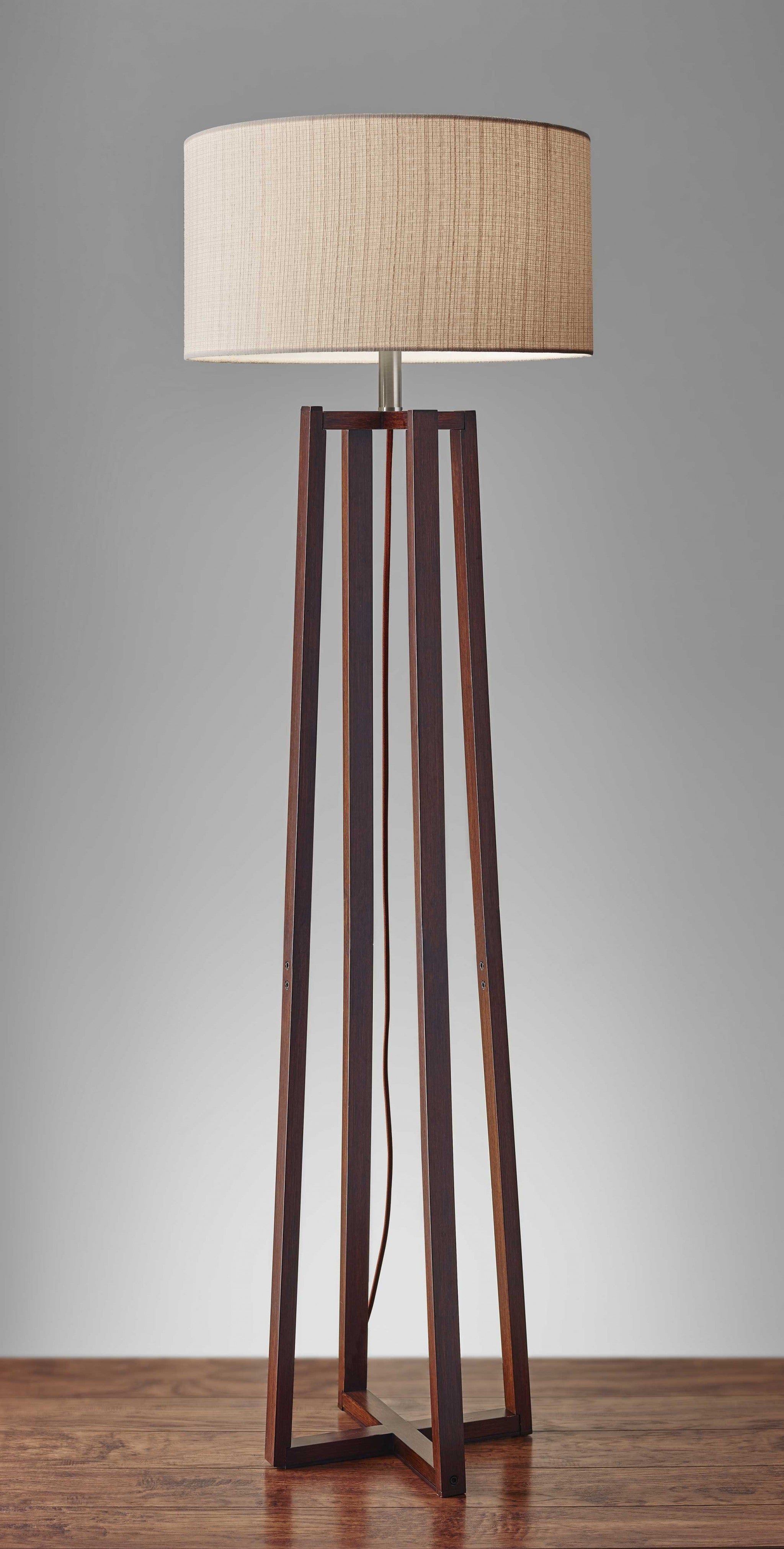 60" Solid Wood Novelty Floor Lamp With Beige Drum Shade - Homeroots - Flyclothing LLC