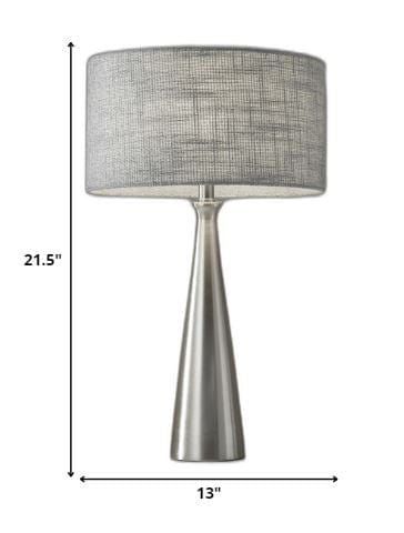 Brushed Steel Metal Finish Tapered Basectable Lamp - Homeroots