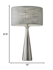 Brushed Steel Metal Finish Tapered Basectable Lamp - Homeroots