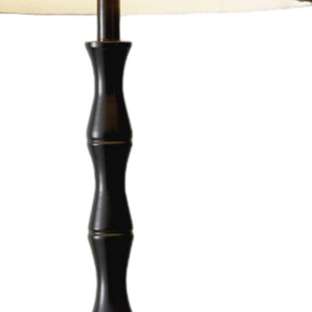 62" Black Textured Pole Floor Lamp With Beige Burlap Shade - Homeroots