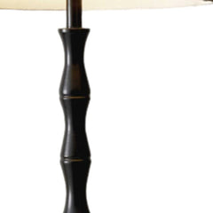 62" Black Textured Pole Floor Lamp With Beige Burlap Shade - Homeroots