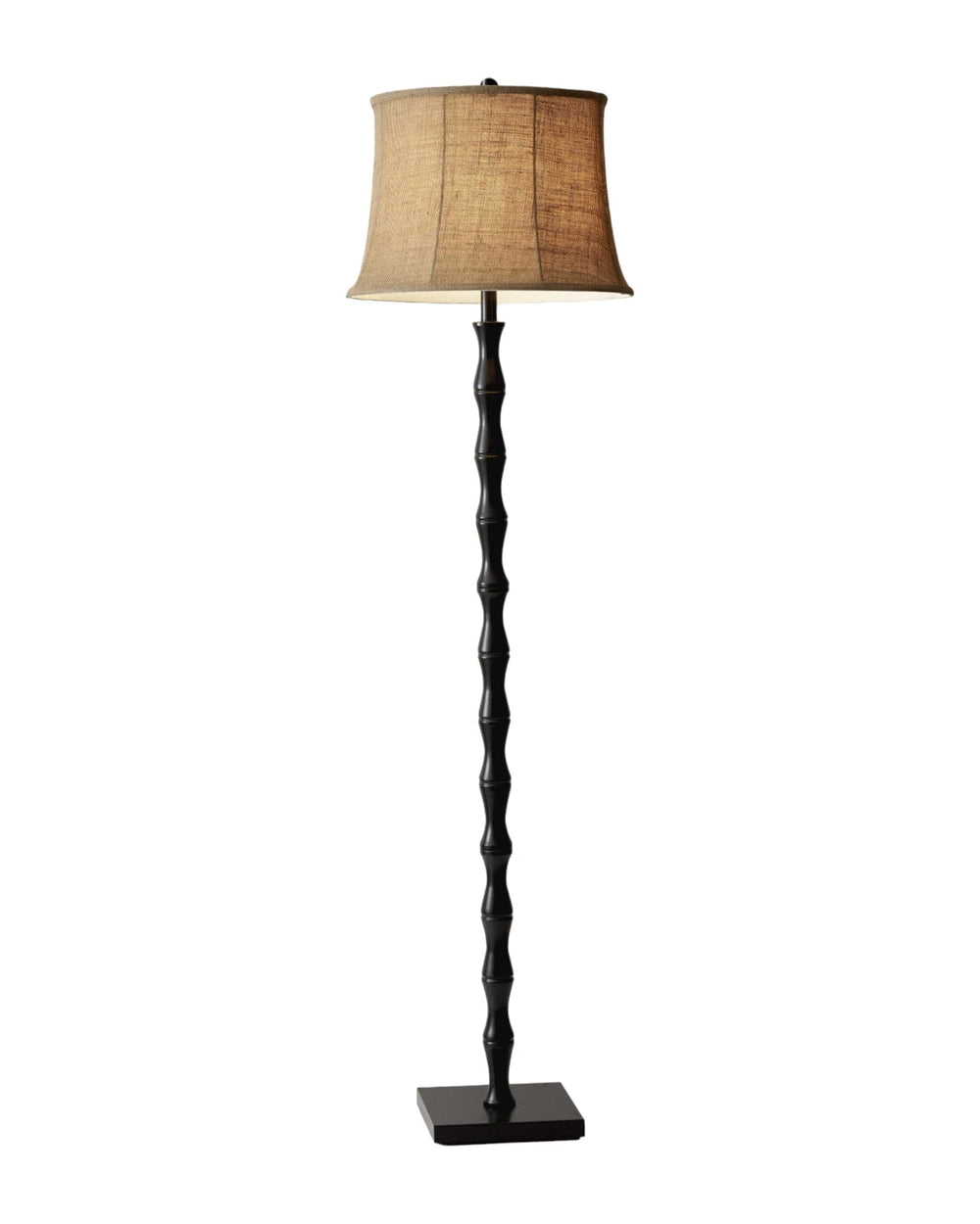 62" Black Textured Pole Floor Lamp With Beige Burlap Shade - Homeroots - Flyclothing LLC