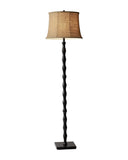 62" Black Textured Pole Floor Lamp With Beige Burlap Shade - Homeroots