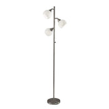 Floor Lamp Brushed Steel Metal Three Adjustable Globes - Homeroots