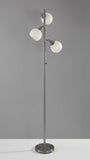Floor Lamp Brushed Steel Metal Three Adjustable Globes - Homeroots