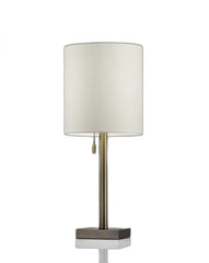 22" Antiqued Brass Metal Cylinder Table Lamp With Off White Drum Shade - Homeroots