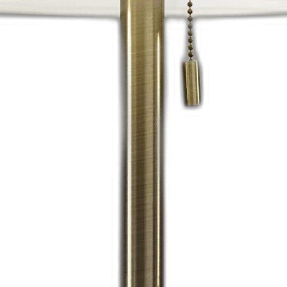 22" Antiqued Brass Metal Cylinder Table Lamp With Off White Drum Shade - Homeroots