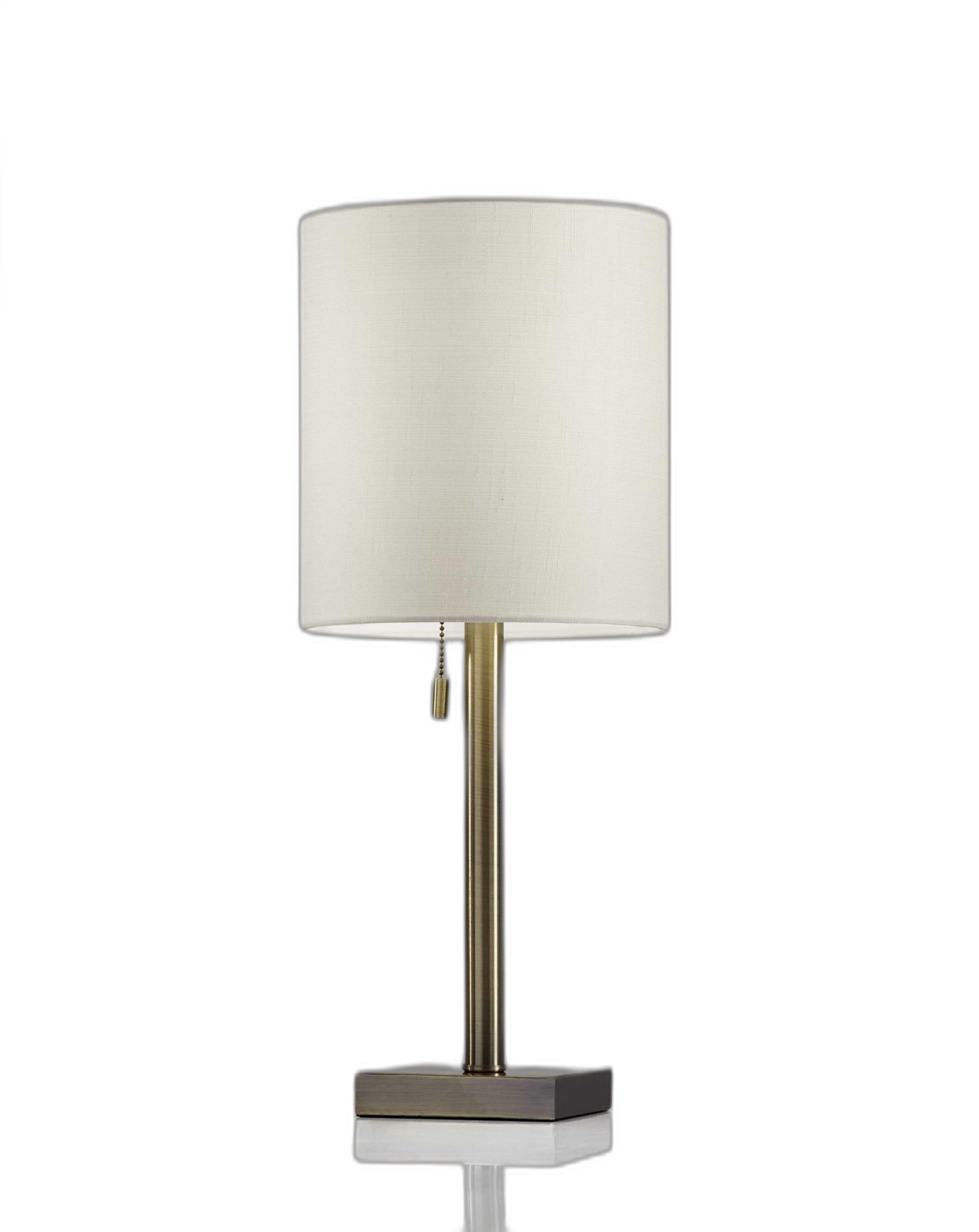 22" Antiqued Brass Metal Cylinder Table Lamp With Off White Drum Shade - Homeroots