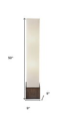 50" Brown Rattan Lantern Floor Lamp with Long White Rectangular Shade - Homeroots