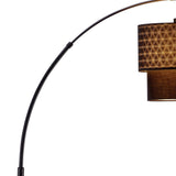 71" Black Arched Floor Lamp With Brown Drum Shade - Homeroots