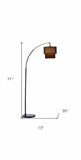 71" Black Arched Floor Lamp With Brown Drum Shade - Homeroots - Flyclothing LLC