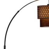 71" Black Arched Floor Lamp With Brown Drum Shade - Homeroots - Flyclothing LLC