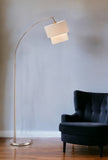 71" Silver Adjustable Arched Floor Lamp With White and Natural Drum Shade - Homeroots
