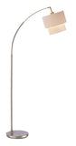 71" Silver Adjustable Arched Floor Lamp With White and Natural Drum Shade - Homeroots