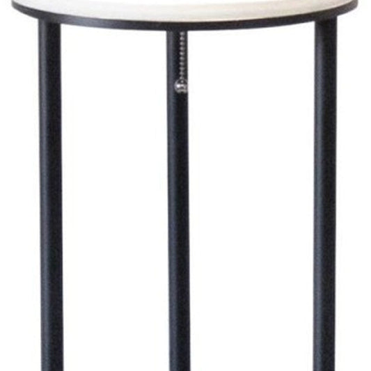 Black Wood Floor Lamp With Circular Usb Charging Station Shelf - Homeroots