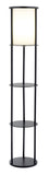 Black Wood Finish Floor Lamp With Circular Storage Shelves - Homeroots