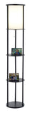 Black Wood Finish Floor Lamp With Circular Storage Shelves - Homeroots
