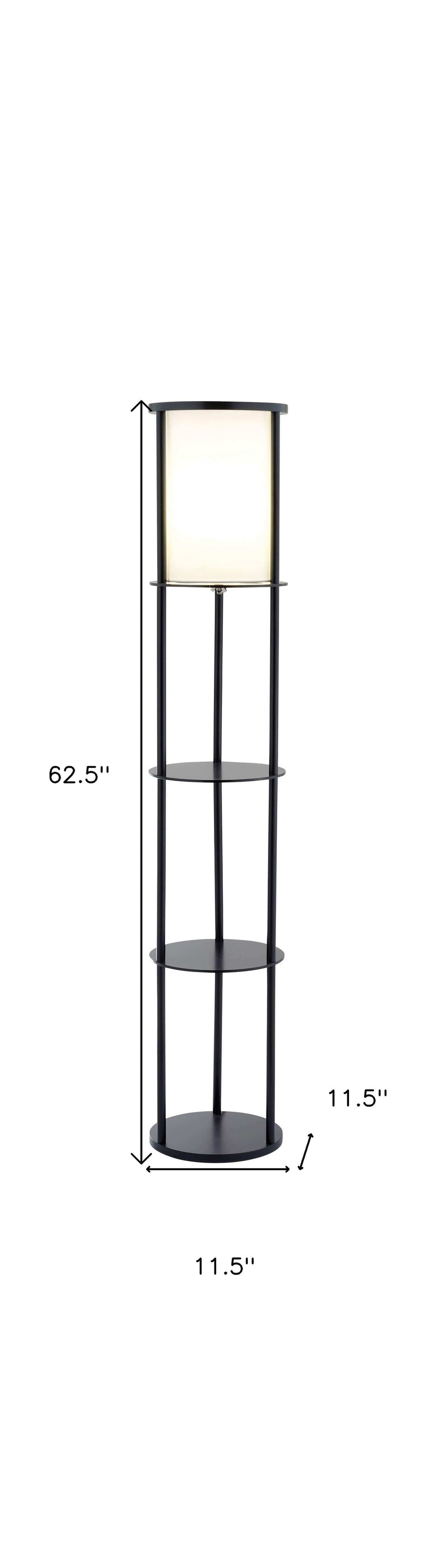 Black Wood Finish Floor Lamp With Circular Storage Shelves - Homeroots - Flyclothing LLC