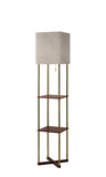 62" Brass Column Floor Lamp With Gray Fabric Square Shade - Homeroots