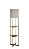 62" Brass Column Floor Lamp With Gray Fabric Square Shade - Homeroots