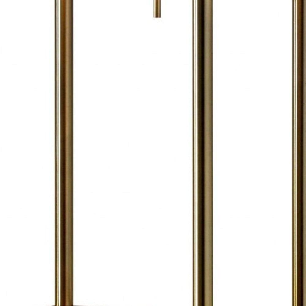 62" Brass Column Floor Lamp With Gray Fabric Square Shade - Homeroots - Flyclothing LLC