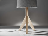25" Natural Solid Wood Tripod Table Lamp With Gray Empire Shade - Homeroots