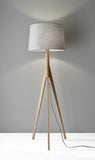 59" Natural Solid Wood Tripod Floor Lamp With Gray Fabric Empire Shade - Homeroots - Flyclothing LLC