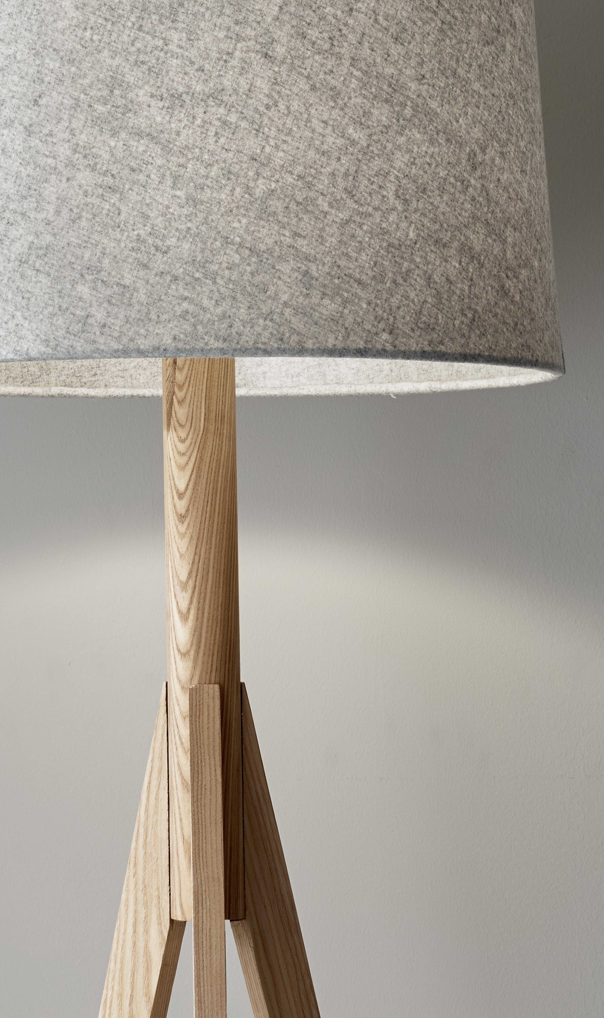 59" Natural Solid Wood Tripod Floor Lamp With Gray Fabric Empire Shade - Homeroots - Flyclothing LLC