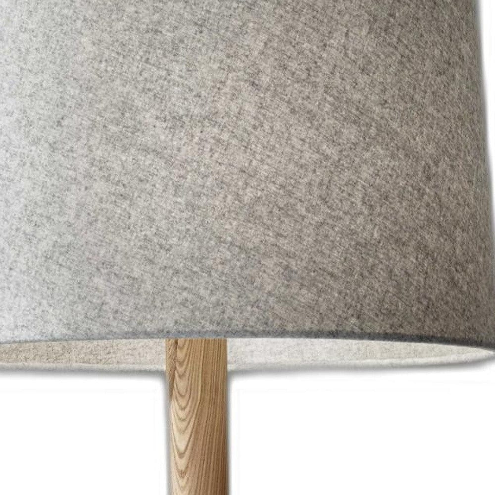 59" Natural Solid Wood Tripod Floor Lamp With Gray Fabric Empire Shade - Homeroots - Flyclothing LLC