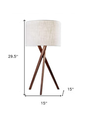 Tripod Leg Walnut Wood Table Lamp - Homeroots