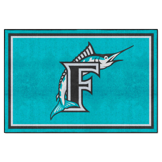 Florida Marlins 5ft. x 8 ft. Plush Area Rug - Retro Collection - Florida Marlins