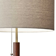 Antique Brass Metal And Walnut Wood Table Lamp - Homeroots