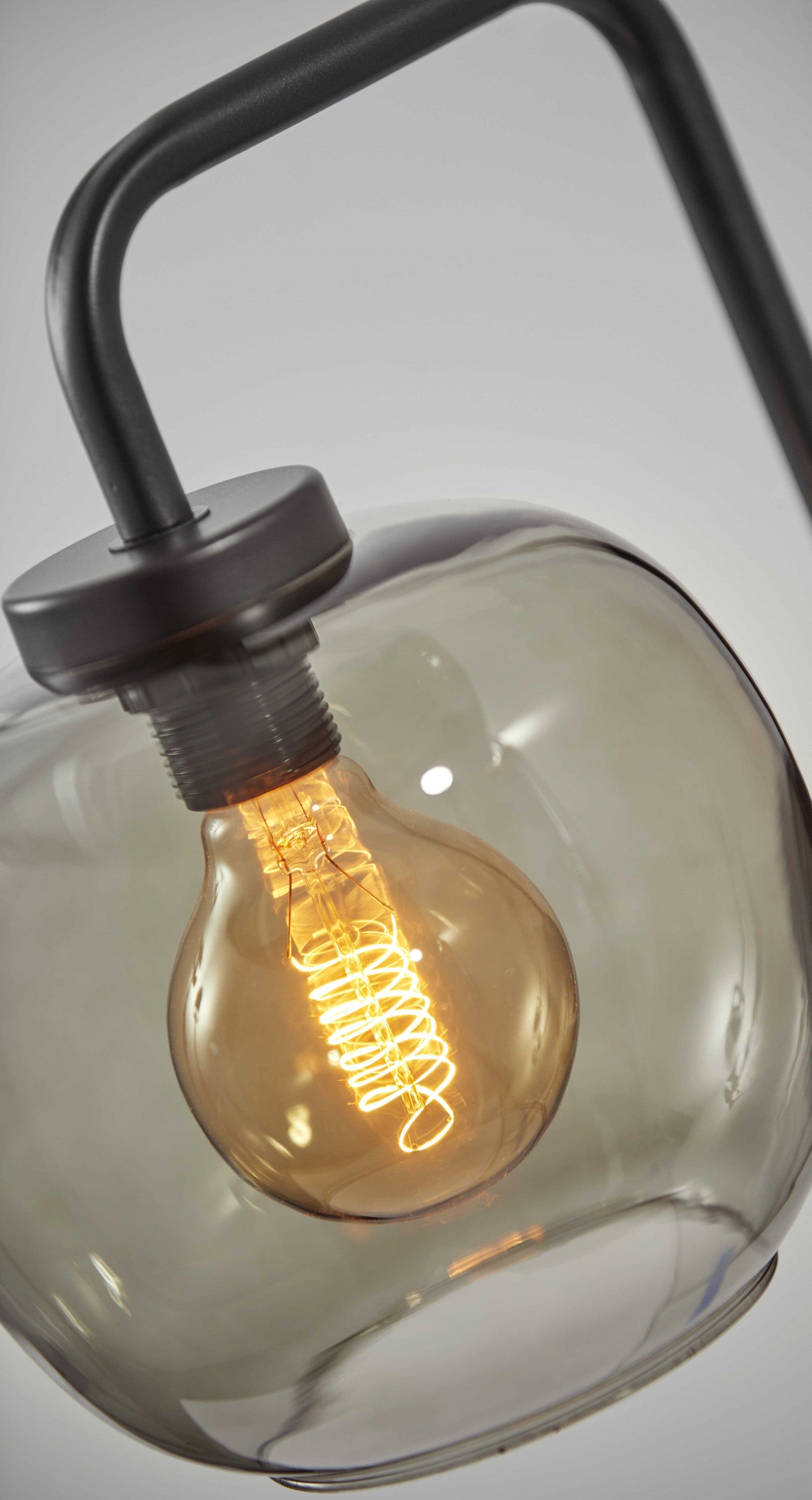 Smoked Glass Globe Shade With Vintage Edison Bulb And Matte Black Metal Wall Lamp - Homeroots