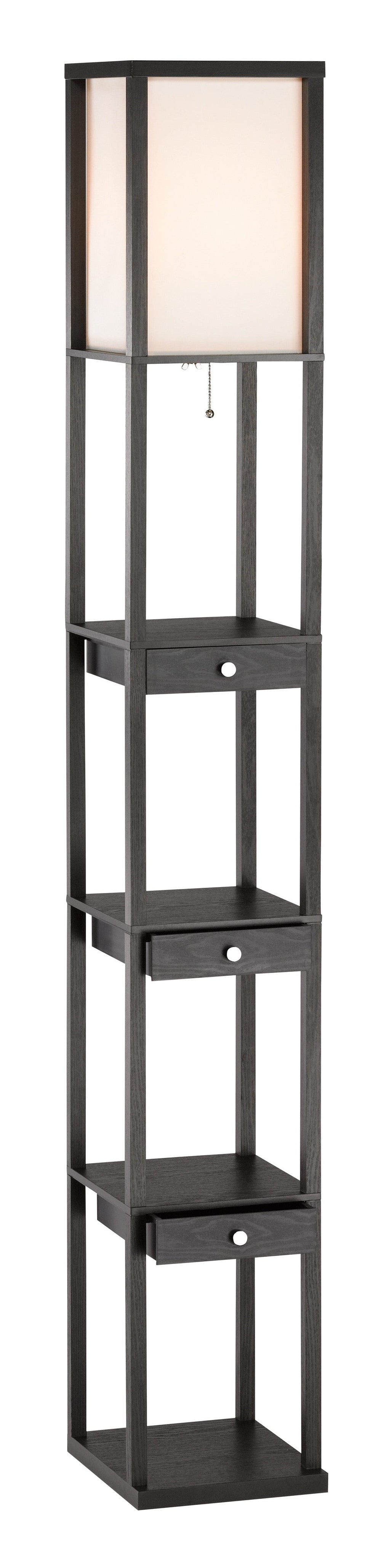 72" Black Column Floor Lamp With Off White Solid Color Rectangular Shade - Homeroots