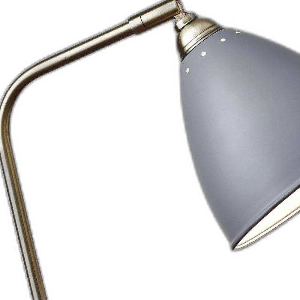 Grey Metal And Antique Brass Adjustable Usb Port Desk Lamp - Homeroots - Flyclothing LLC