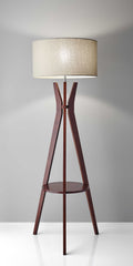 60" Solid Wood Tripod Floor Lamp With White Drum Shade - Homeroots
