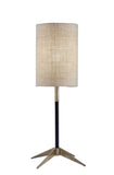 27" Antiqued Brass Metal Table Lamp With Brown Drum Shade - Homeroots