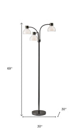 69" Black Three Light Tree Floor Lamp With White Bowl Shade - Homeroots - Flyclothing LLC