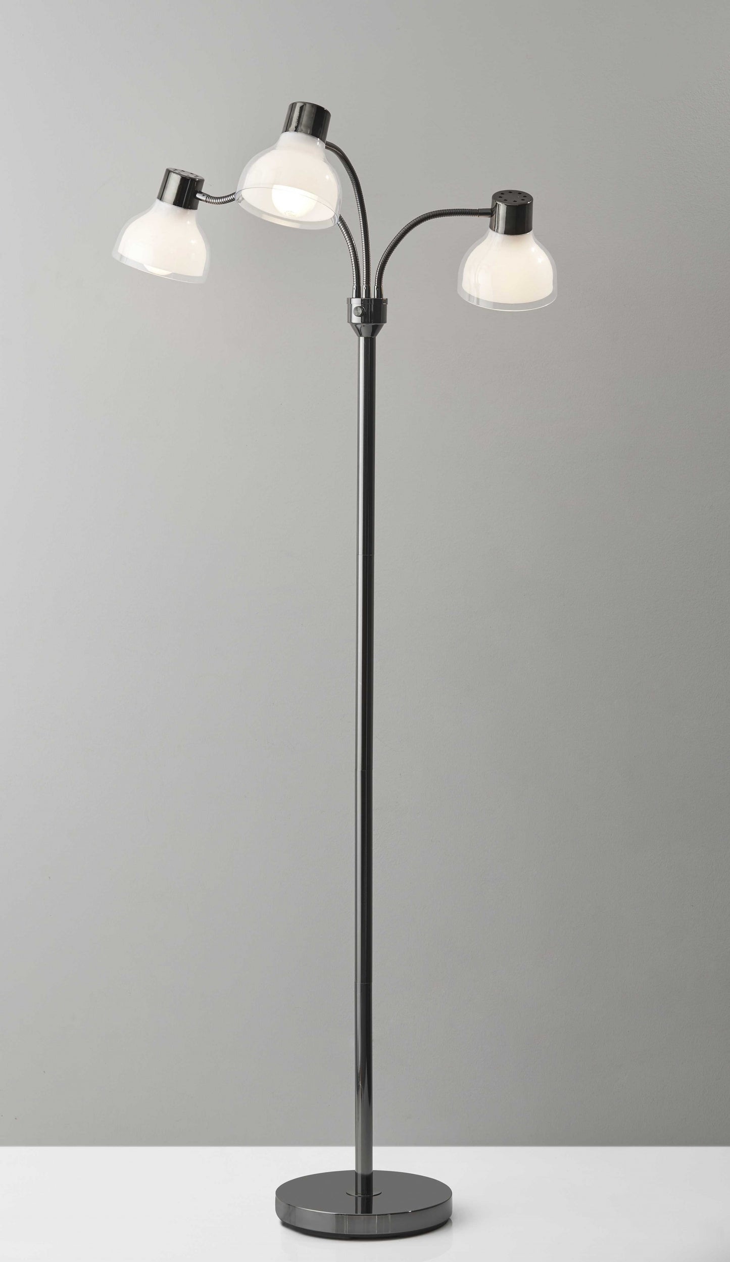 69" Black Three Light Tree Floor Lamp With White Bowl Shade - Homeroots - Flyclothing LLC