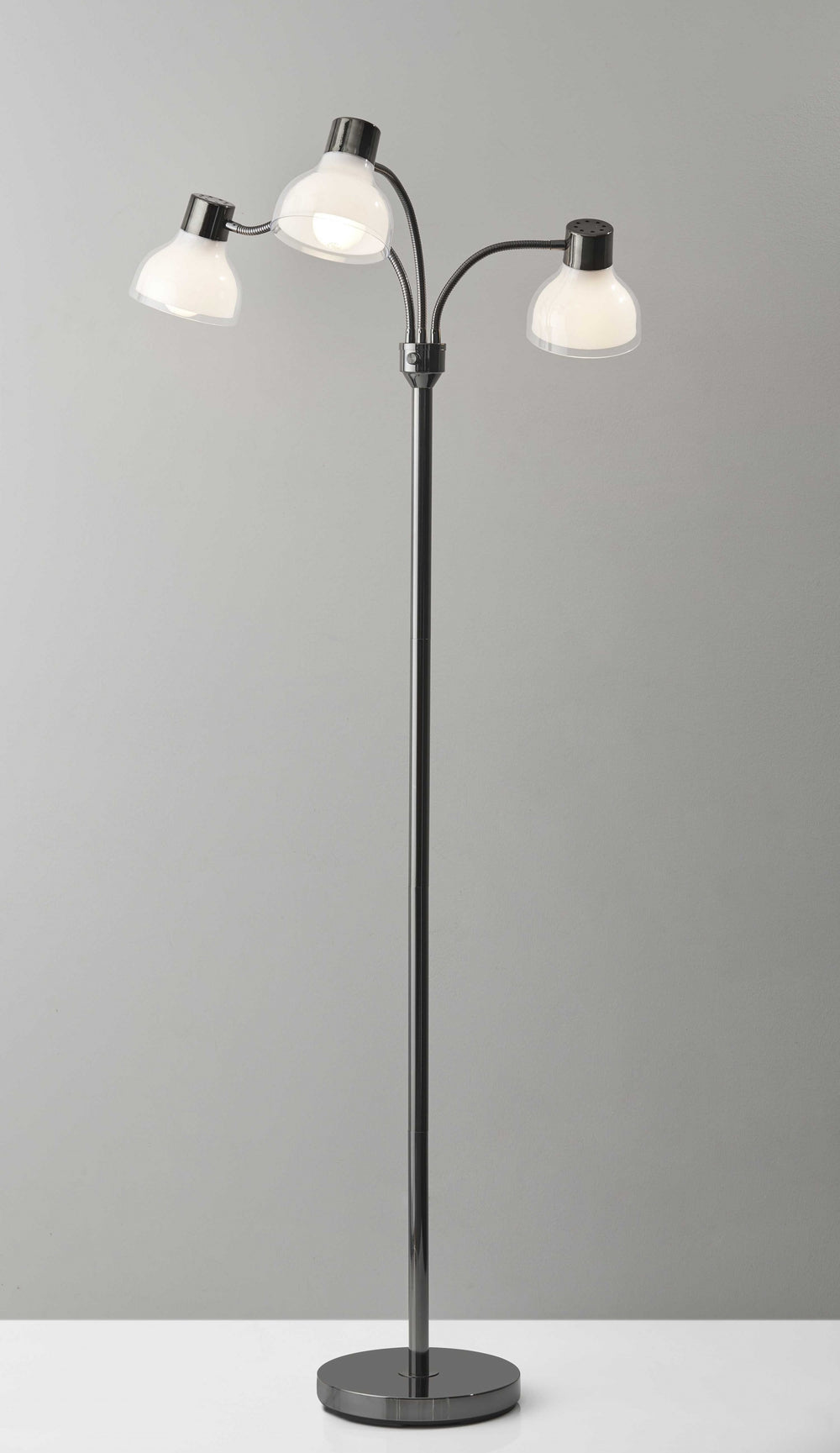 69" Black Three Light Tree Floor Lamp With White Bowl Shade - Homeroots