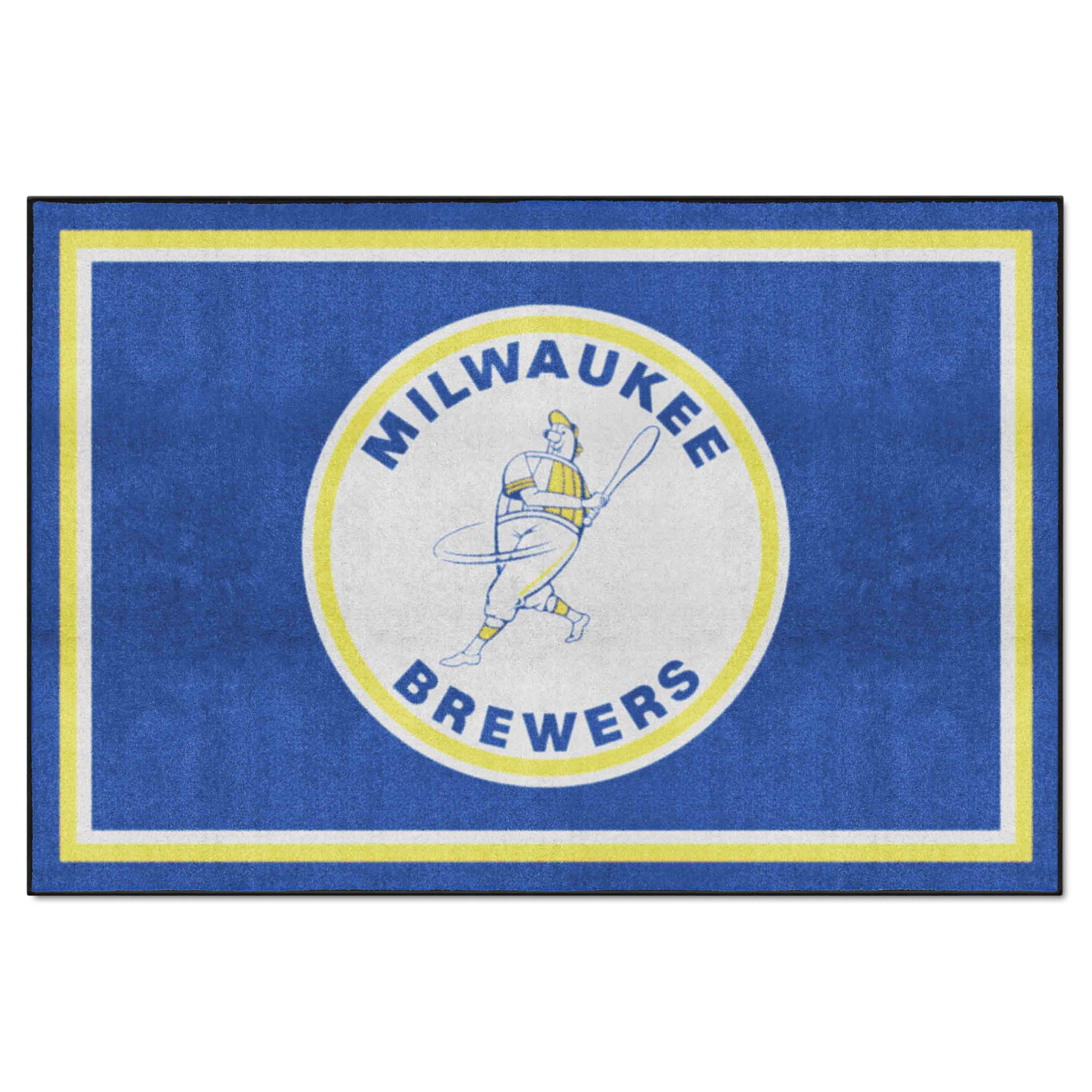 Milwaukee Brewers 5ft. x 8 ft. Plush Area Rug - Retro Collection - Milwaukee Brewers