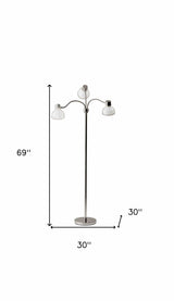 69" Nickel Three Light Tree Floor Lamp with White Bowl Shade - Homeroots - Flyclothing LLC