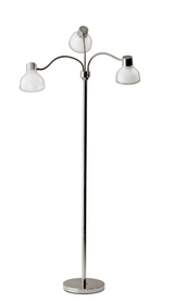 69" Nickel Three Light Tree Floor Lamp with White Bowl Shade - Homeroots - Flyclothing LLC
