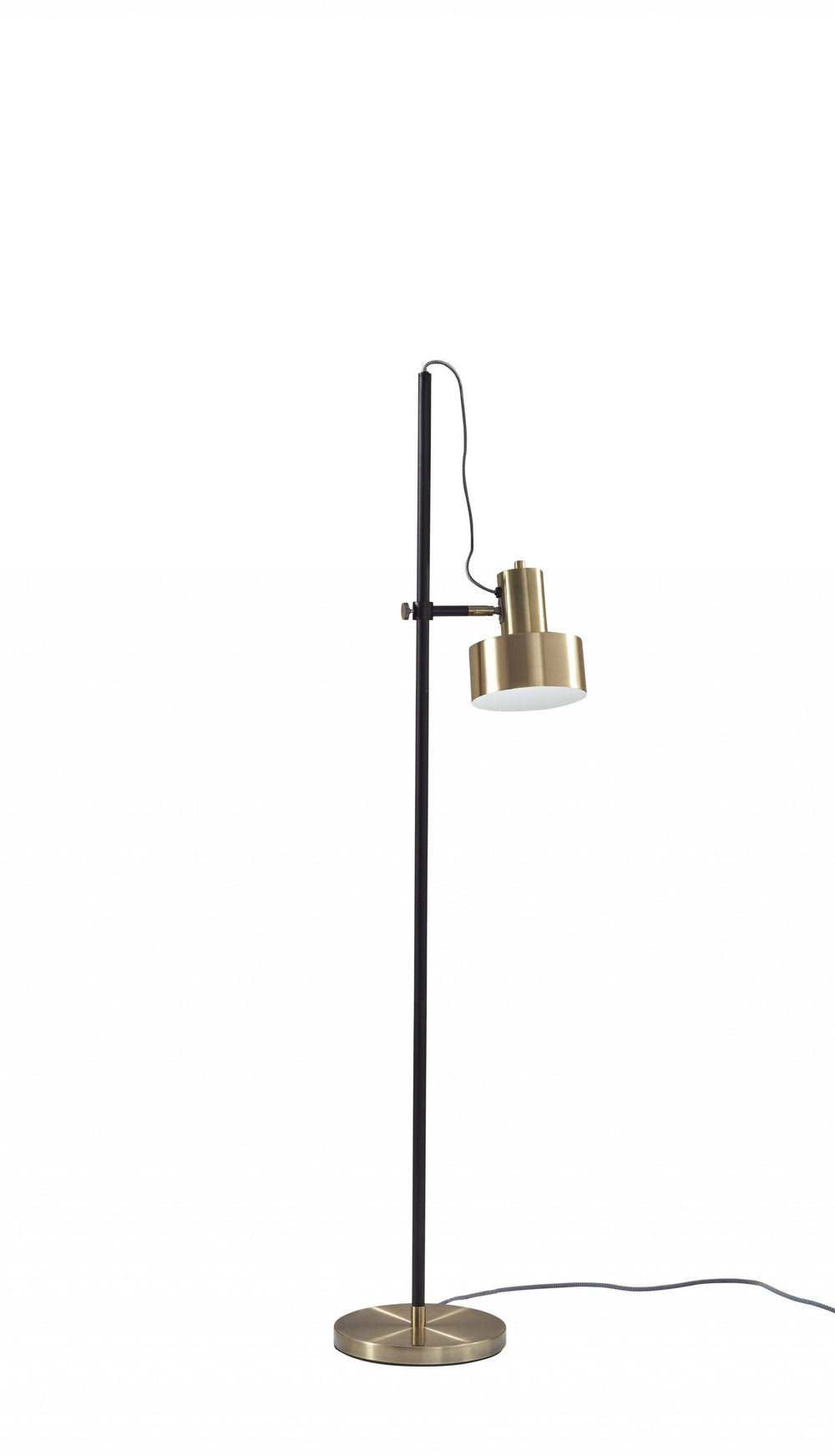 Retro Floor Lamp with Matte Black Pole and Adjustable Jumbo Antique Brass Metal Shade - Homeroots - Flyclothing LLC