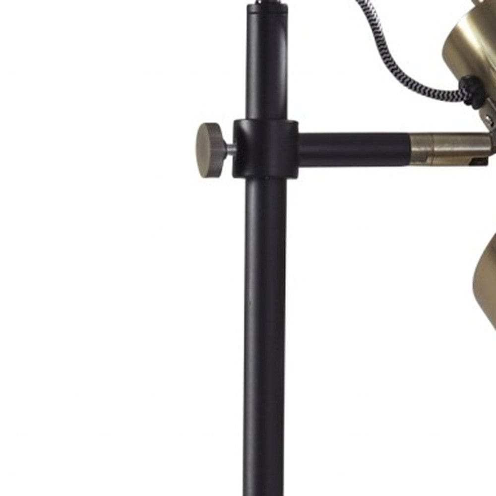 Retro Floor Lamp with Matte Black Pole and Adjustable Jumbo Antique Brass Metal Shade - Homeroots - Flyclothing LLC
